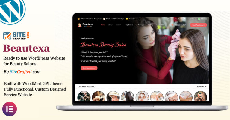 Beautexa - Ready to use WordPress Website for UniSex Salons - by SiteCrafted