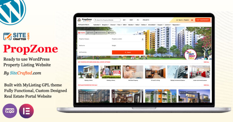 PropZone - Ready to use WordPress Property Listing Website - by SiteCrafted