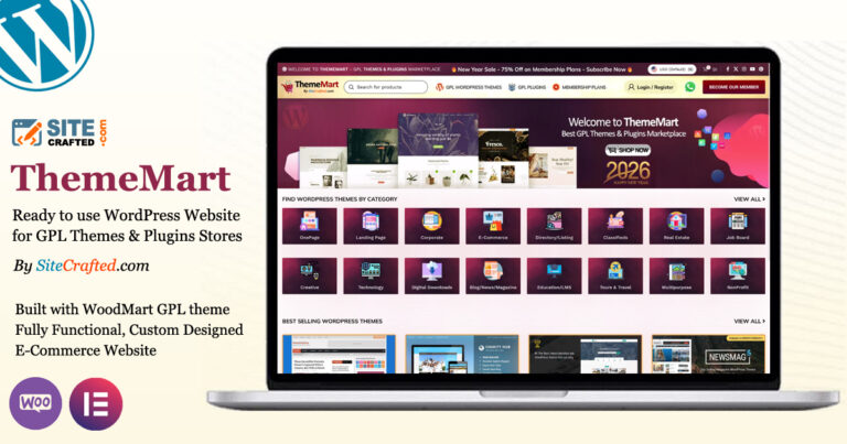 ThemeMart - Ready to use WordPress Website for GPL Themes & Plugins Stores - by SiteCrafted