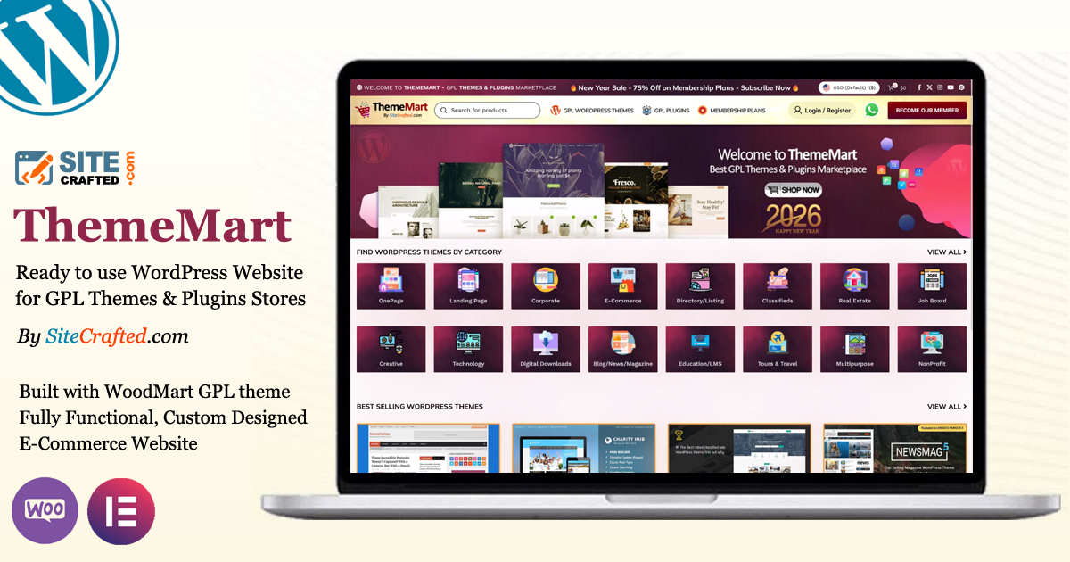 ThemeMart - Ready to use WordPress Website for GPL Themes & Plugins Stores - by SiteCrafted